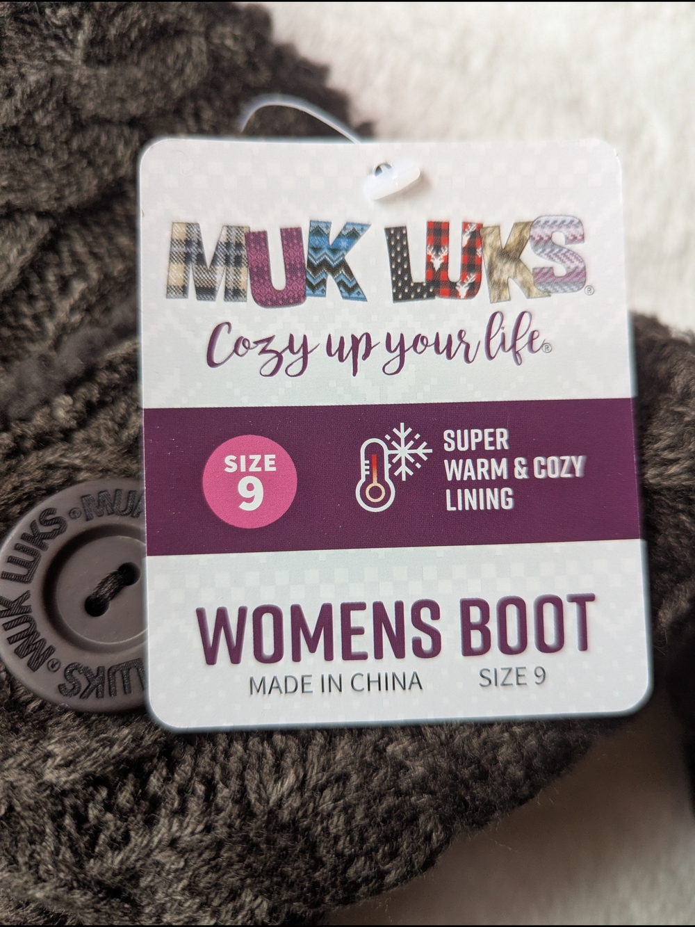 Muk Luks Women's Cable Knit Button Moccasins - Brown - Picture 2 of 6
